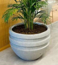 Casa Padrino Luxus Beton Blumentopf Grau Ø 80 x H. 60 cm - Wohnzimmer & Garten Deko Pflanzentopf
