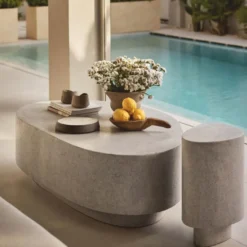 Casa Padrino Luxus Beton Couchtisch Grau 142 cm - Wohnzimmer & Garten Möbel