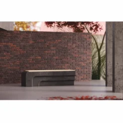Casa Padrino Luxus Beton Gartenbank Anthrazit / Naturfarben 150 cm - Outdoor Garten Sitzbank