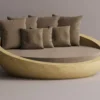 Casa Padrino Luxus Beton Liegeinsel Braun / Gelb Ø 180 cm - Garten & Hotel Möbel