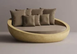 Casa Padrino Luxus Beton Liegeinsel Braun / Gelb Ø 180 cm - Garten & Hotel Möbel