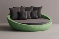Casa Padrino Luxus Beton Liegeinsel Anthrazit / Grün Ø 180 cm - Garten & Hotel Möbel