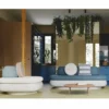 Casa Padrino Luxus Beton Sofa Weiß / Blau 188 cm - Outdoor Garten Sofa