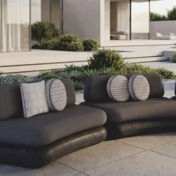 Casa Padrino Luxus Beton Sofa Grau / Anthrazit 463 cm - Outdoor Garten Sofa