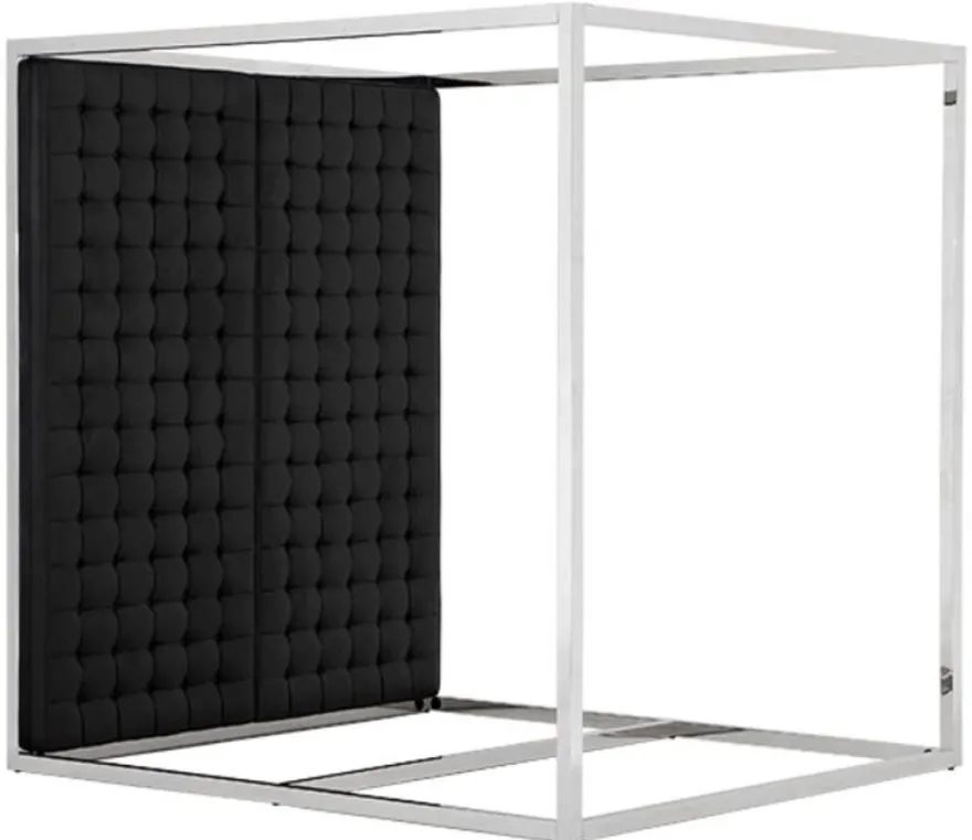 Casa Padrino Luxus Bettgestell mit Kopfteil in schwarzer Leder-Optik 190 x 220 x H. 220 cm - Designermöbel
