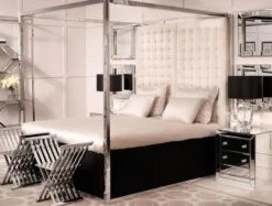 Casa Padrino Luxus Bettgestell mit Kopfteil naturfarbig 190 x 220 x H. 220 cm - Designermöbel