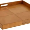 Casa Padrino Luxus Büffelleder Serviertablett Braun 51 x 51 x H. 5 cm - Gastronomie Accessoires