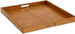Casa Padrino Luxus Büffelleder Serviertablett Braun 51 x 51 x H. 5 cm - Gastronomie Accessoires