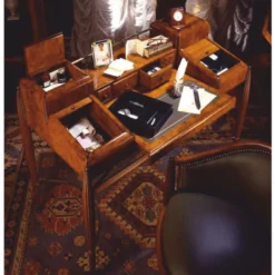 Casa Padrino Luxus Biedermeier Massivholz Sekretär Braun / Grün / Gold / Schwarz 120 cm - Biedermeier Büro Möbel - Made in Italy