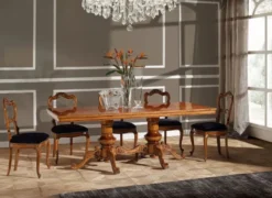 Casa Padrino Luxus Biedermeier Esstisch Braun - Handgefertigter Massivholz Esszimmertisch - Biedermeier Esszimmer Möbel - Luxus Qualität - Made in Italy