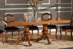 Casa Padrino Luxus Biedermeier Esstisch Braun - Handgefertigter Massivholz Esszimmertisch - Biedermeier Esszimmer Möbel - Luxus Qualität - Made in Italy