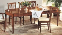 Casa Padrino Luxus Biedermeier Esstisch Braun / Messing - Ausziehbar - Made in Italy