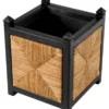 Casa Padrino Luxus Blumentopf Naturfarben / Schwarz H. 80 cm - Quadratischer Pflanzentopf