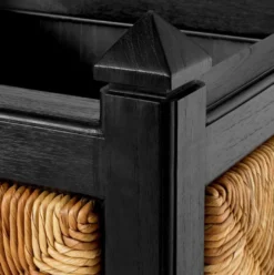 Casa Padrino Luxus Blumentopf Naturfarben / Schwarz H. 80 cm - Quadratischer Pflanzentopf