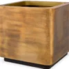 Casa Padrino Luxus Blumentopf Vintage Messing / Schwarz 75 x 75 x H. 70,5 cm - Edelstahl Pflanzentopf - Wohnzimmer Deko - Büro Deko - Deko Accessoires - Luxus Qualität