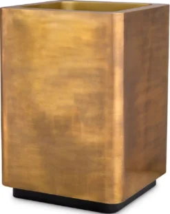 Casa Padrino Luxus Blumentopf Vintage Messing / Schwarz 70 x 70 x H. 100 cm - Edelstahl Pflanzentopf - Wohnzimmer Deko - Büro Deko - Deko Accessoires - Luxus Qualität