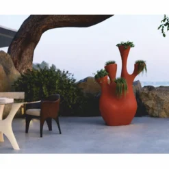 Casa Padrino Luxus Blumentopf Matt Rot H. 200 cm - Garten Deko Accessoires