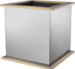 Casa Padrino Luxus Blumentopf Messingfarben / Grau 50 x 50 x H. 49 cm - Verspiegelter Edelstahl Pflanzentopf - Luxus Kollektion