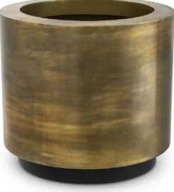 Casa Padrino Luxus Blumentopf Vintage Messingfarben Ø 59,5 x H. 54,5 cm - Runder Edelstahl Pflanzentopf - Wohnzimmer Deko Accessoires - Luxus Kollektion