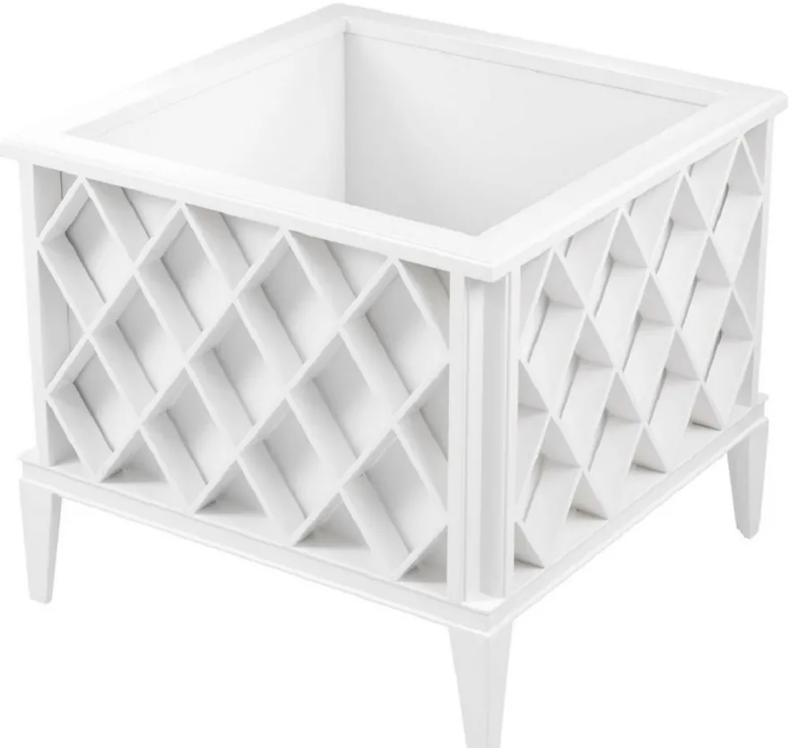 Casa Padrino Luxus Blumentopf Weiß 76 x 76 x H. 69 cm - Edler Aluminium Pflanzentopf - Balkon Terrassen Garten Deko Accessoires