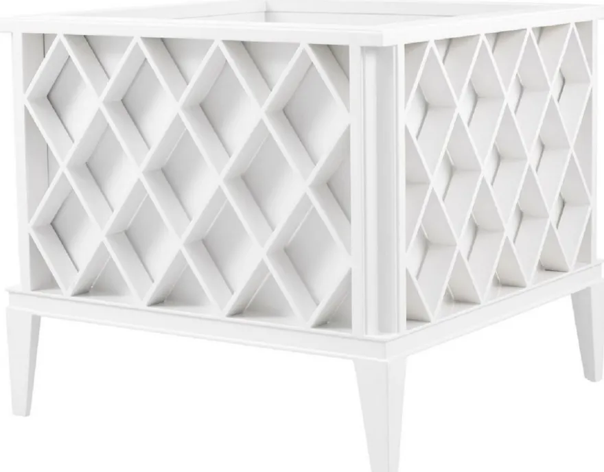 Casa Padrino Luxus Blumentopf Weiß 76 x 76 x H. 69 cm - Edler Aluminium Pflanzentopf - Balkon Terrassen Garten Deko Accessoires