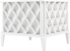 Casa Padrino Luxus Blumentopf Weiß 76 x 76 x H. 69 cm - Edler Aluminium Pflanzentopf - Balkon Terrassen Garten Deko Accessoires