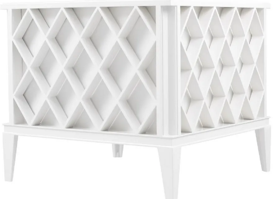 Casa Padrino Luxus Blumentopf Weiß 76 x 76 x H. 69 cm - Edler Aluminium Pflanzentopf - Balkon Terrassen Garten Deko Accessoires