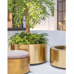 Casa Padrino Luxus Blumentopf Gold Ø 110 cm - Runder Messing Pflanzentopf