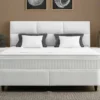 Casa Padrino Luxus Boxspringbett mit Kopfteil in Feldoptik Weiß 160 x 200 cm - Luxus Schlafzimmer Möbel