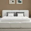 Casa Padrino Luxus Boxspringbett mit niedrigem Kopfteil Creme 140 x 200 cm - Luxus Schlafzimmer Möbel