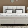 Casa Padrino Luxus Boxspringbett mit gepolstertem Kopfteil Weiß 90 x 200 cm - Luxus Schlafzimmer Möbel