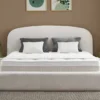 Casa Padrino Luxus Boxspringbett mit gewölbtem Kopfteil Creme 160 x 200 cm - Luxus Schlafzimmer Möbel