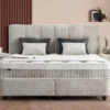 Casa Padrino Luxus Boxspringbett mit Kopfteil in Paneeloptik Beige 90 x 200 cm - Luxus Schlafzimmer Möbel