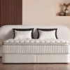 Casa Padrino Luxus Boxspringbett mit gerundetem Kopfteil Creme 160 x 200 cm - Luxus Schlafzimmer Möbel