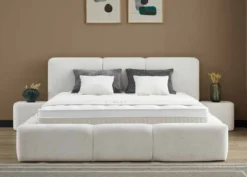 Casa Padrino Luxus Boxspringbett mit niedrigem Kopfteil Creme 180 x 200 cm - Luxus Schlafzimmer Möbel