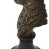 Casa Padrino Luxus Briefbeschwerer Pferdekopf Bronzefarben / Schwarz 8 x 10 x H. 16 cm - Bronze Skulptur mit Marmorsockel - Schreibtisch Deko Accessoires
