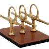Casa Padrino Luxus Briefständer aus Echtleder in Braun und Messing, 4 x 8 cm x H12 cm - Hochwertiges Büro Accessoire