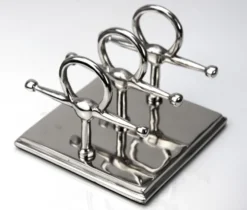 Casa Padrino Luxus Briefständer Messing vernickelt 17.5 x 17.5 x H. 13 cm Horsebit - Brief Ständer Visitenkarten - Edle Büro Accessoires