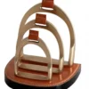 Casa Padrino Luxus Briefständer aus Echtleder in Braun und Messing - 14 x 17 x H. 18 cm