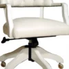 Casa Padrino Luxus Büro Drehstuhl aus Echtleder in Weiß, Chefsessel mit Rollen, 58 x 65 x 80-87 cm