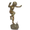 Casa Padrino Luxus Bronze Brunnen Knabe auf Schnecke Bronze / Gold / Braun 47,5 x 29 x H. 70,7 cm - Gartenbrunnen - Wasserspiel - Garten Deko