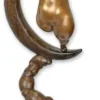 Casa Padrino Luxus Bronze Deko Skulptur Tänzerin im Mond 60 x H. 97 cm - Große Bronze Deko Figur - Wohnzimmer Deko - Büro Deko - Deko Accessoires
