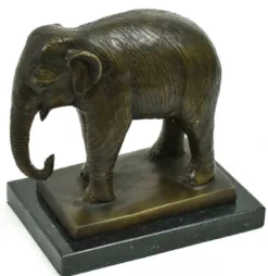 Casa Padrino Luxus Bronze Deko Skulptur Elefant Antik Bronze / Schwarz 20 x 10 x H. 19 cm - Bronze Figur mit Marmorsockel - Deko Figur - Schreibtisch Deko - Deko Accessoires