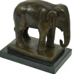 Casa Padrino Luxus Bronze Deko Skulptur Elefant Antik Bronze / Schwarz 20 x 10 x H. 19 cm - Bronze Figur mit Marmorsockel - Deko Figur - Schreibtisch Deko - Deko Accessoires