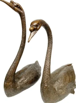 Casa Padrino Luxus Bronze Deko Skulpturen Schwäne Bronzefarben - Bronze Dekofiguren - Luxus Hotel & Restaurant Deko Accessoires