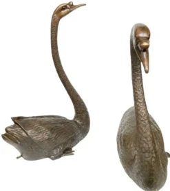 Casa Padrino Luxus Bronze Deko Skulpturen Schwäne Bronzefarben - Bronze Dekofiguren - Luxus Hotel & Restaurant Deko Accessoires