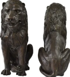 Casa Padrino Luxus Bronze Deko Skulpturen Löwen Bronzefarben 28 x 58 x H. 75 cm - Bronze Deko Figuren - Luxus Hotel & Restaurant Deko Accessoires