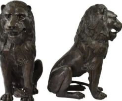Casa Padrino Luxus Bronze Deko Skulpturen Löwen Bronzefarben 28 x 58 x H. 75 cm - Bronze Deko Figuren - Luxus Hotel & Restaurant Deko Accessoires