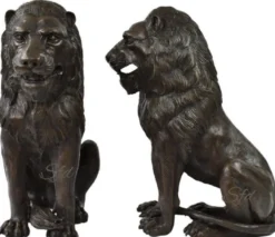 Casa Padrino Luxus Bronze Deko Skulpturen Löwen Bronzefarben 28 x 58 x H. 75 cm - Bronze Deko Figuren - Luxus Hotel & Restaurant Deko Accessoires
