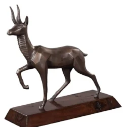 Casa Padrino Luxus Bronzefigur Antilope Bronze / Dunkelbraun 35 x 17 x H. 37 cm - Dekofigur mit Holzsockel